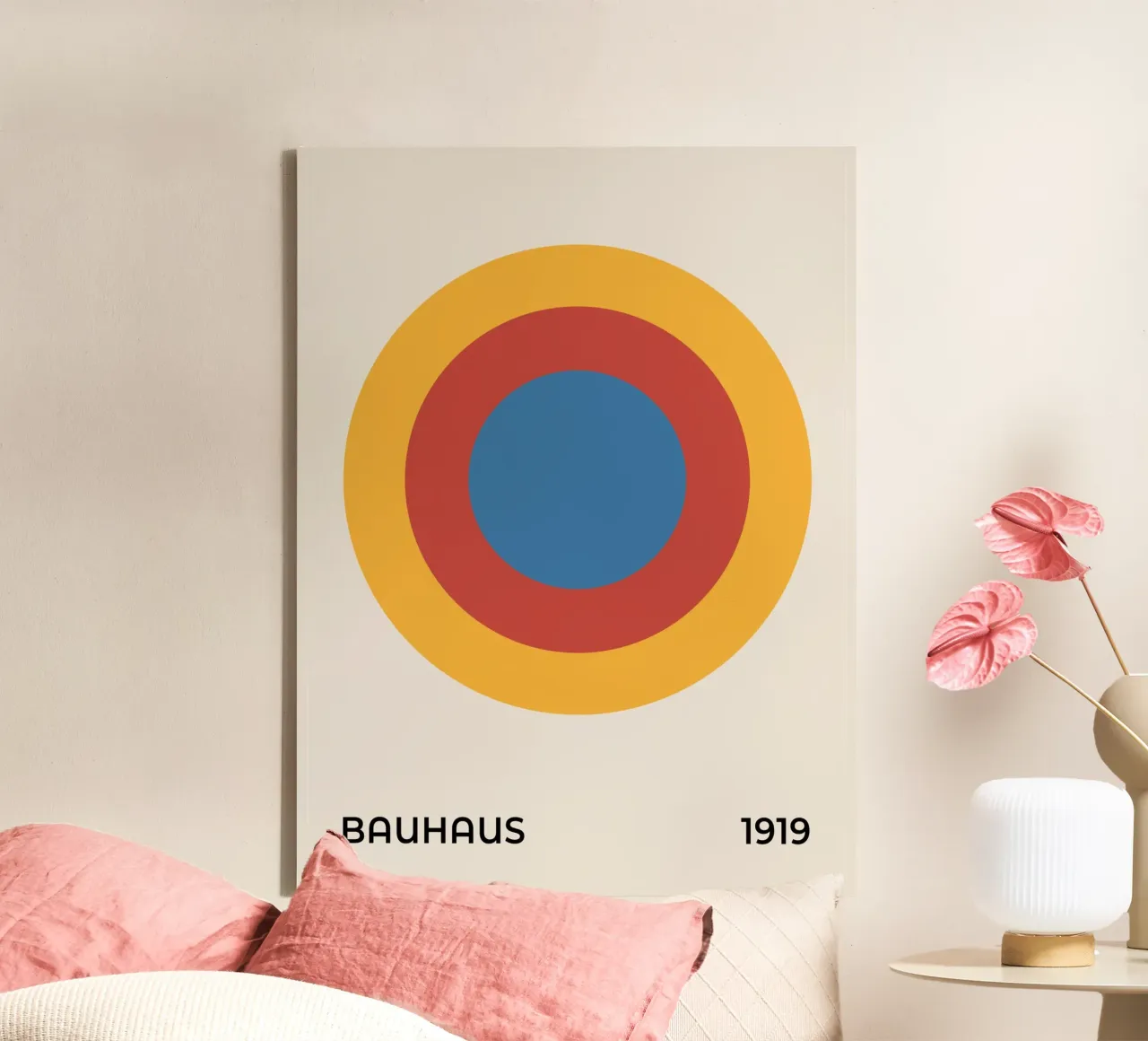 Bauhaus multi colore Cerchi 1923 Mostra tela con Cornice a cassetta da Paigaam Studio