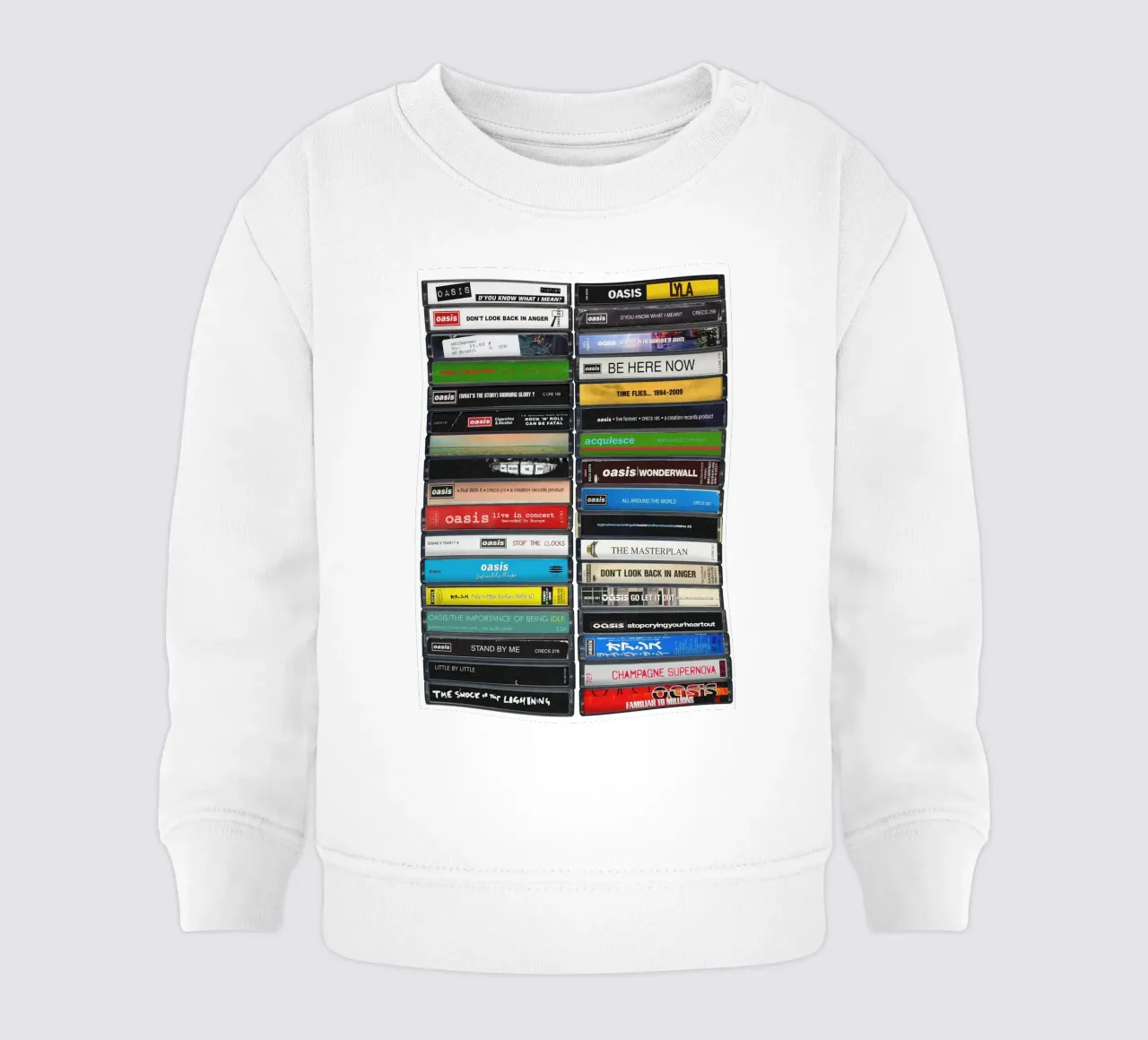 Oasis - Gesammelte Alben & Singles - Kassettendruck Baby Sweatshirt von MrMustardPrints