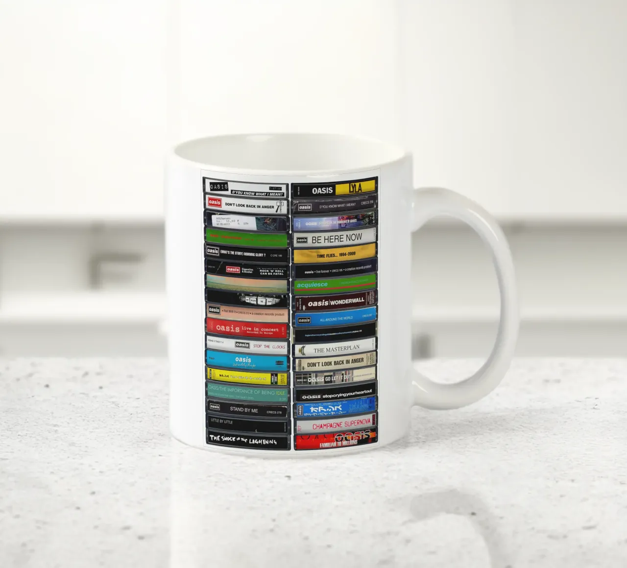 Oasis - Raccolta di album e singoli - Stampa su cassetta tazza in ceramica da MrMustardPrints