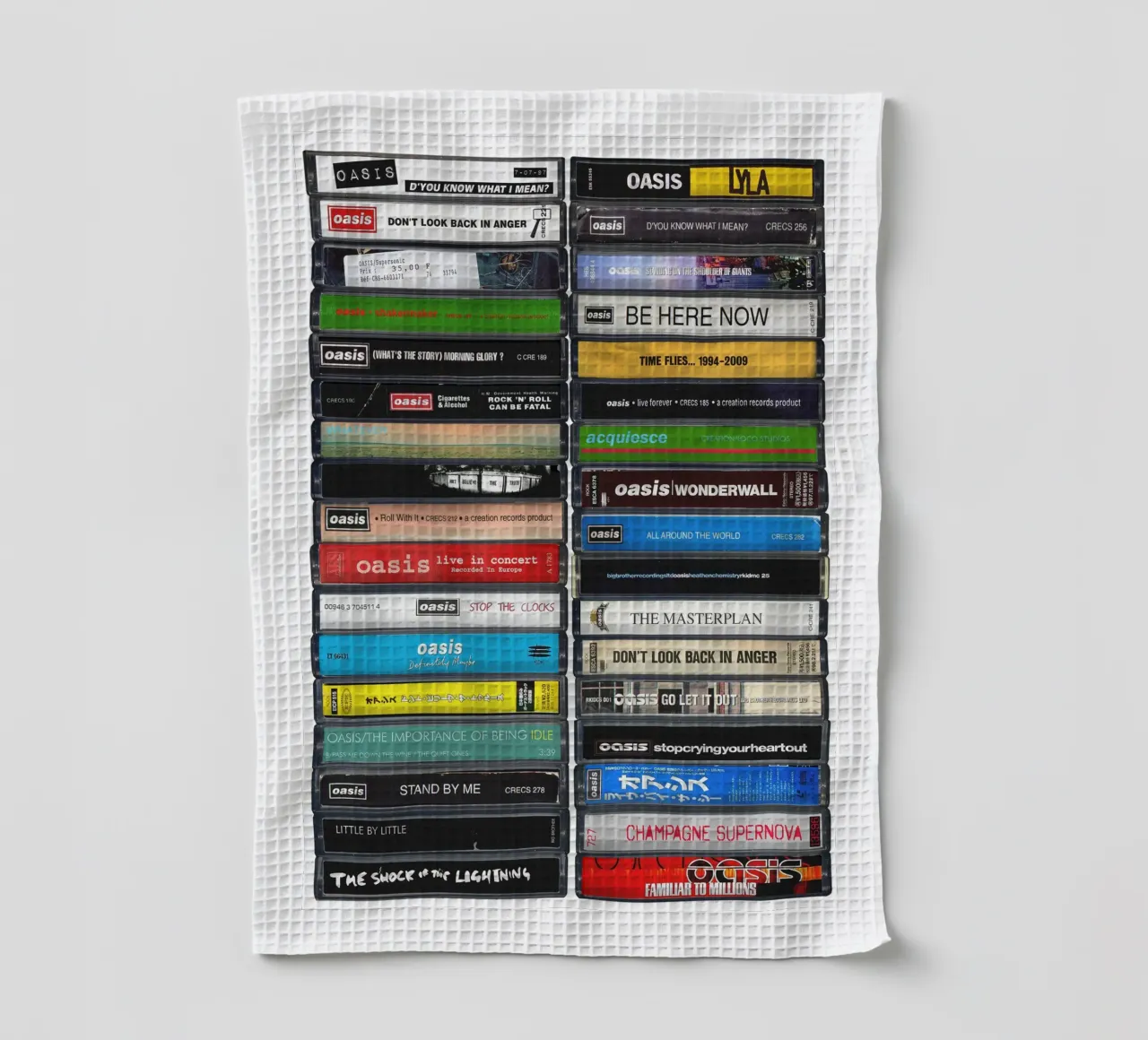 Oasis - Collected Albums & Singles - Cassette Print tea towel by MrMustardPrints