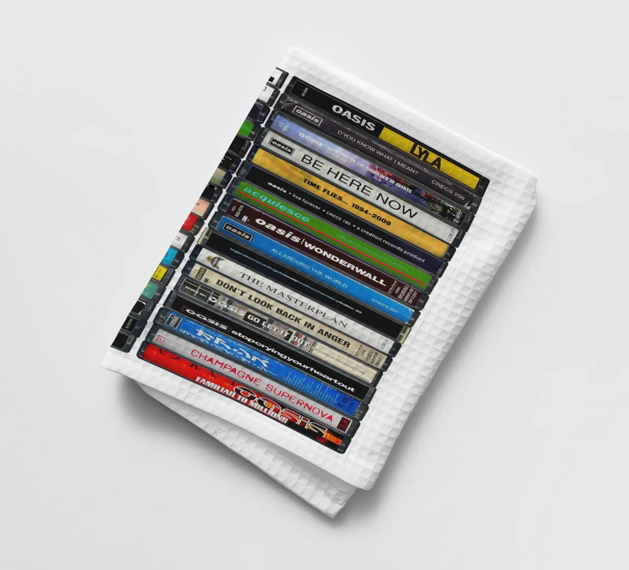 Oasis - Collected Albums & Singles - Cassette Print tea towel by MrMustardPrints