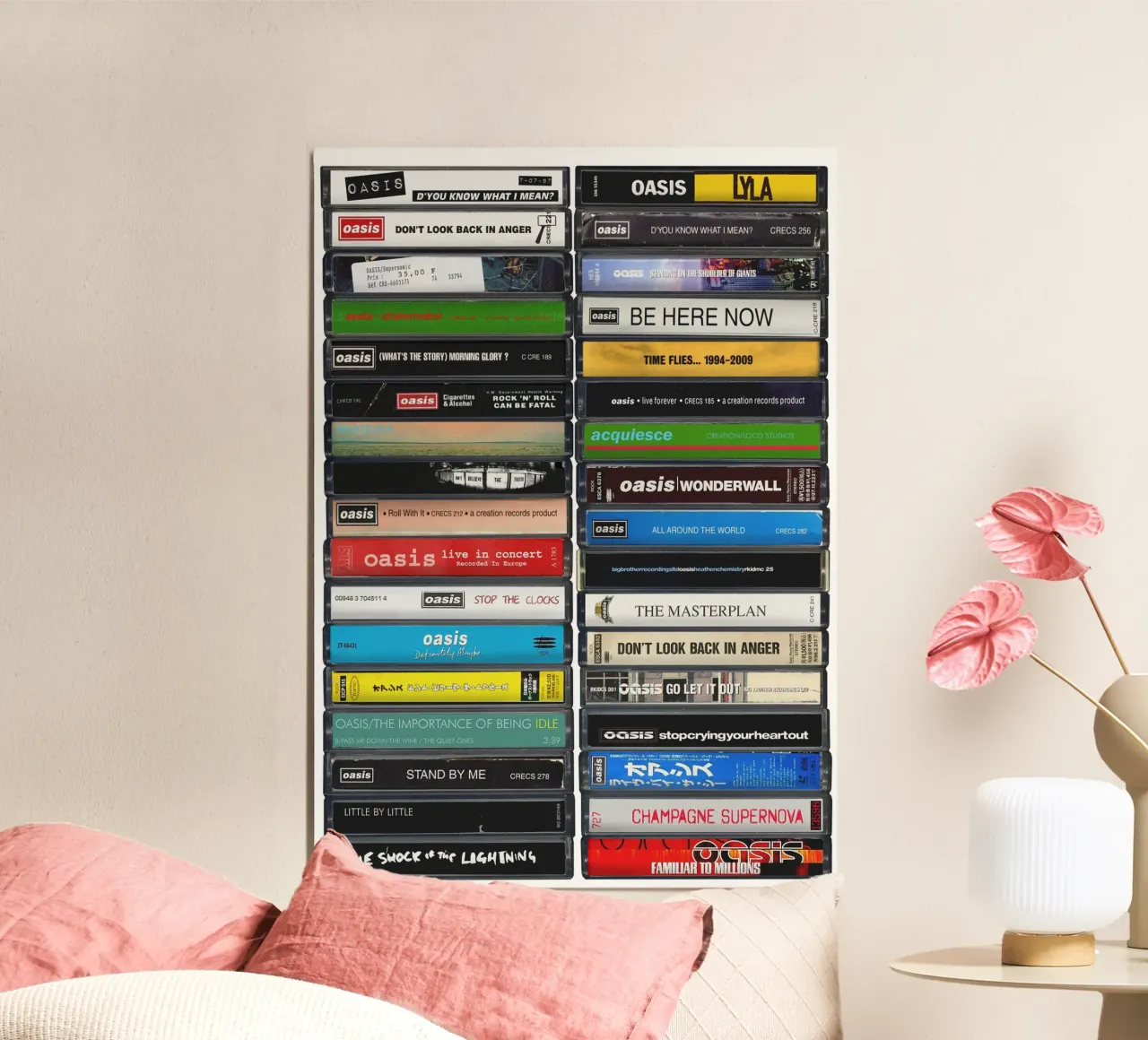 Oasis - Gesammelte Alben & Singles - Kassettendruck Forex-Platte von MrMustardPrints