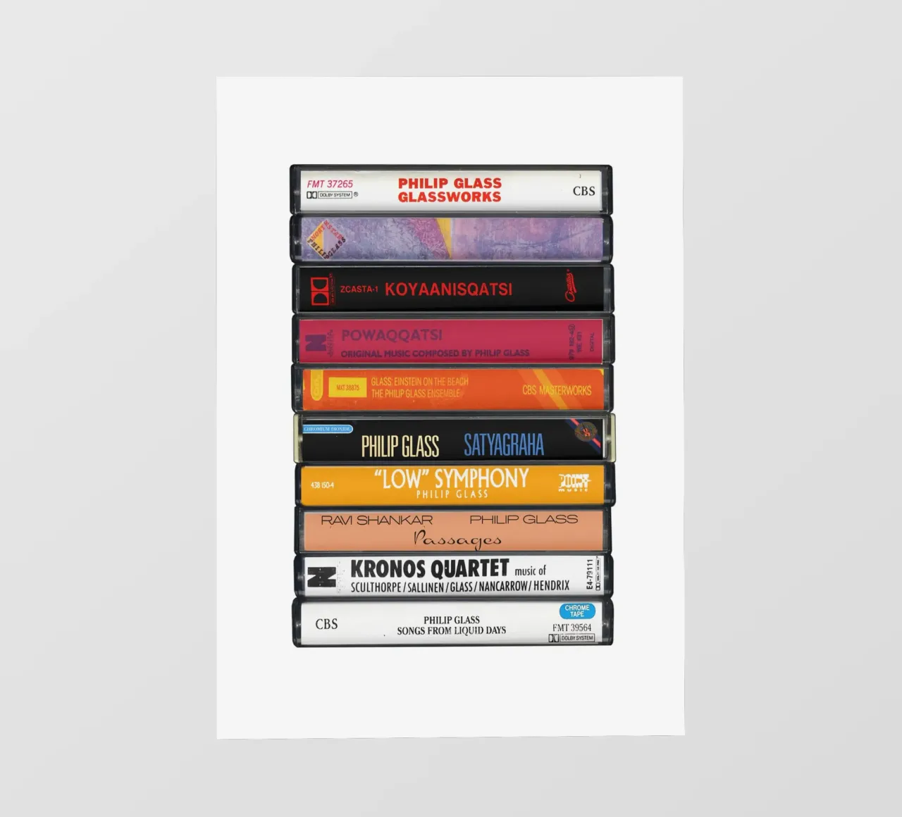 Philip Glass - Album raccolti - Stampa su cassetta telo in pvc da MrMustardPrints