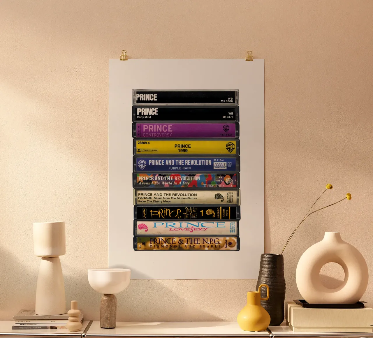 Prince - Raccolta di album - Stampa su cassetta poster con telaio in alluminio da MrMustardPrints