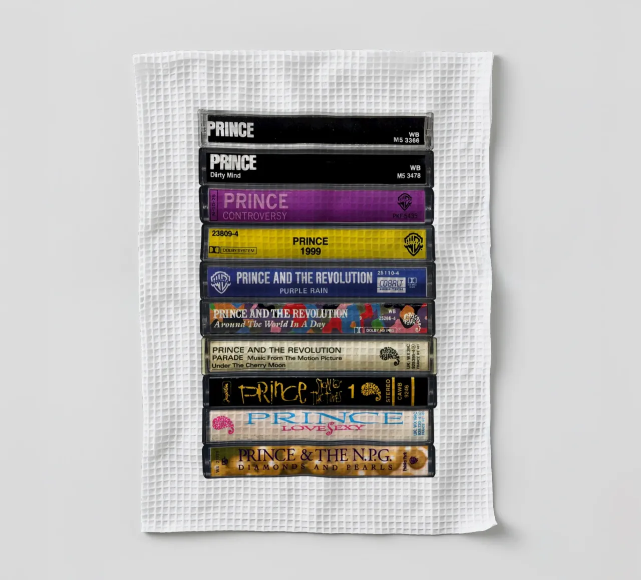 Prince -Collected Albums - Cassette Print torchon de MrMustardPrints