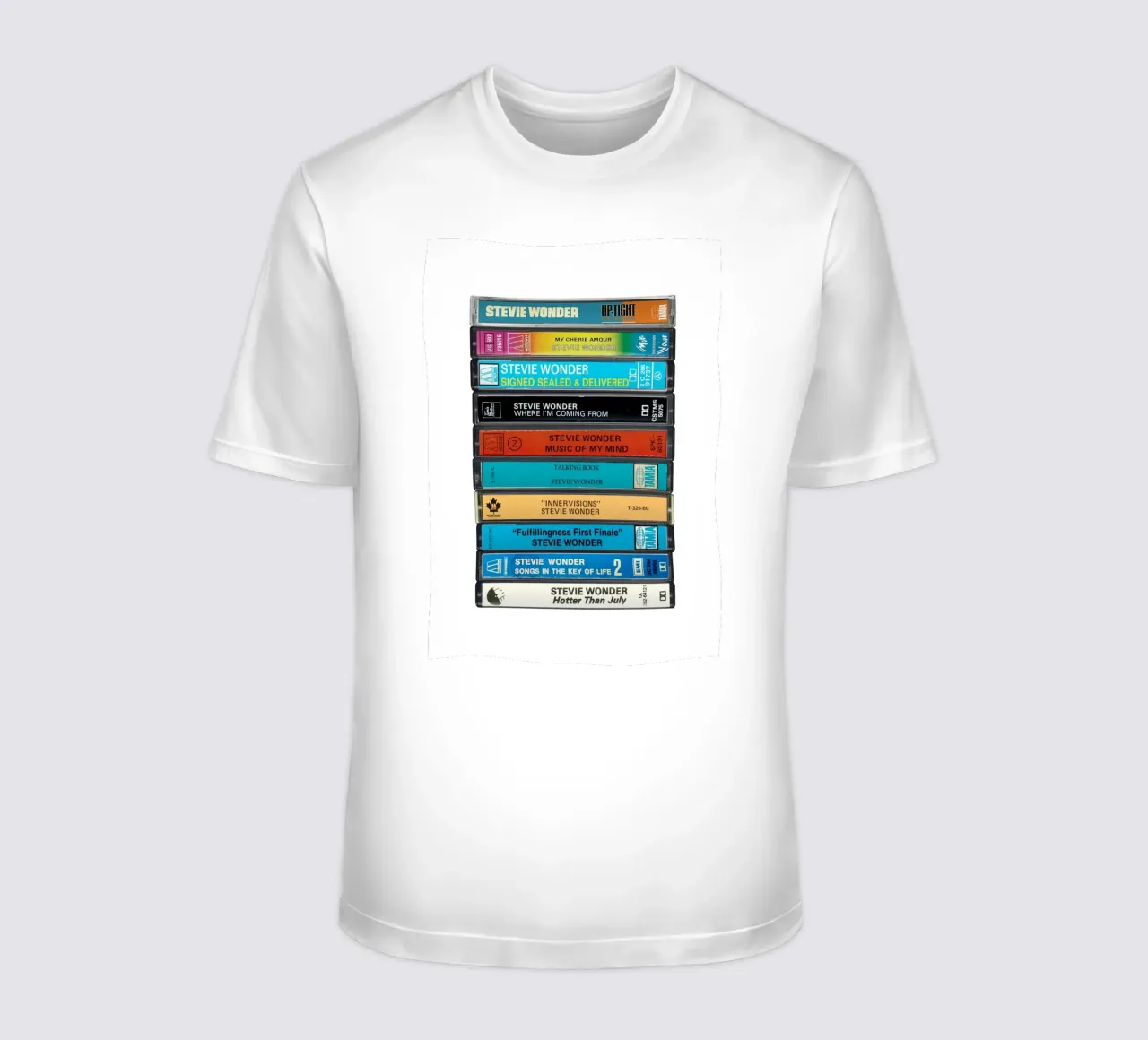 Stevie Wonder - Album raccolti - Stampa su cassetta t-shirt da MrMustardPrints