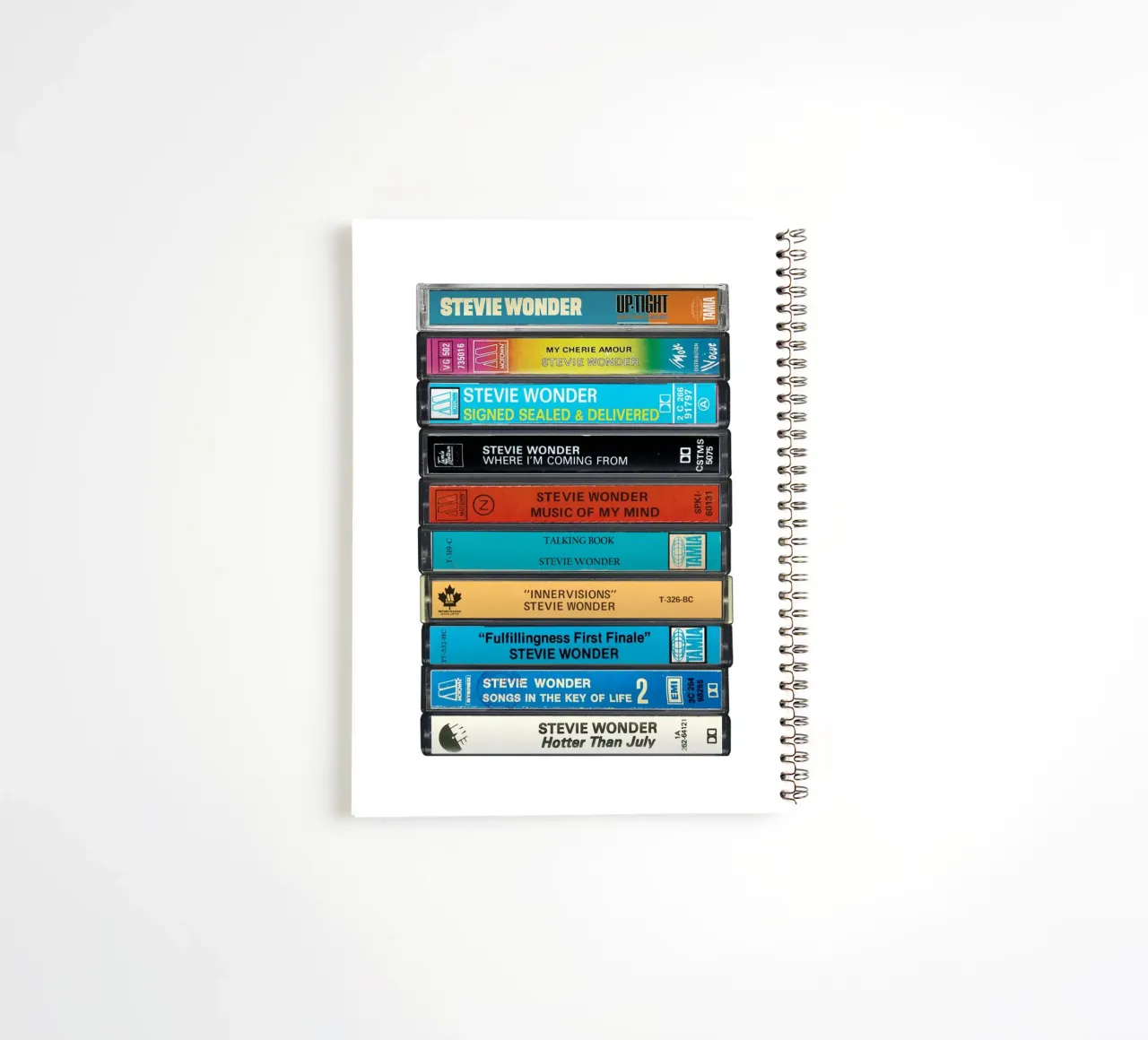 Stevie Wonder - Collected Albums - Cassette Print spiral notebook by MrMustardPrints