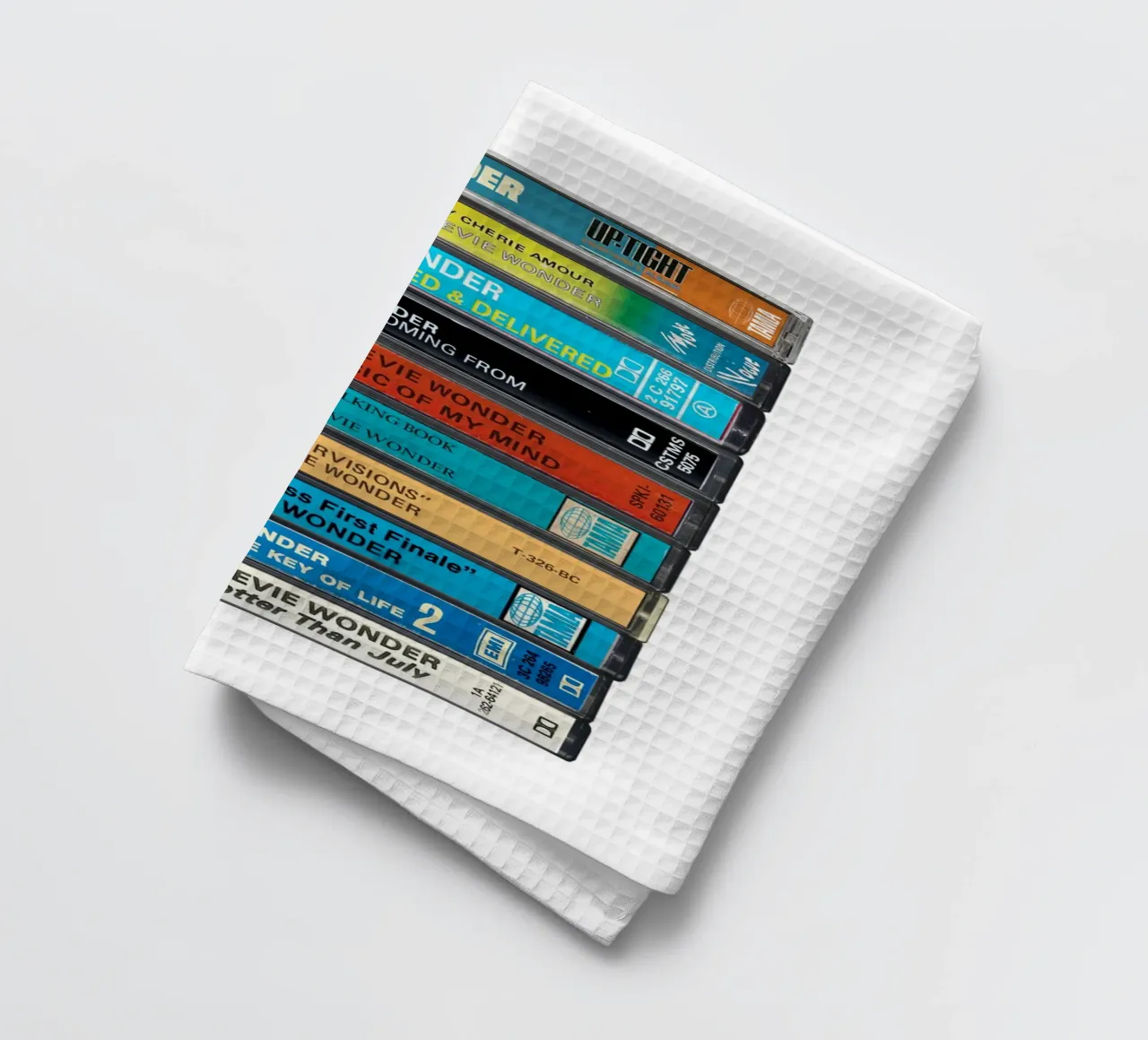 Stevie Wonder - Collected Albums - Cassette Print torchon de MrMustardPrints
