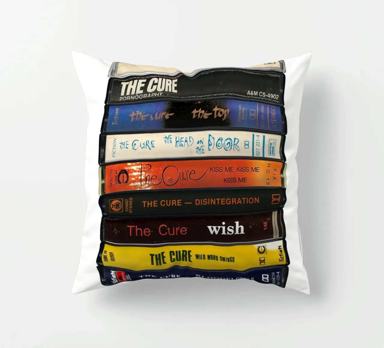 The Cure - Gesammelte Alben - Kassettendruck Kissen von MrMustardPrints