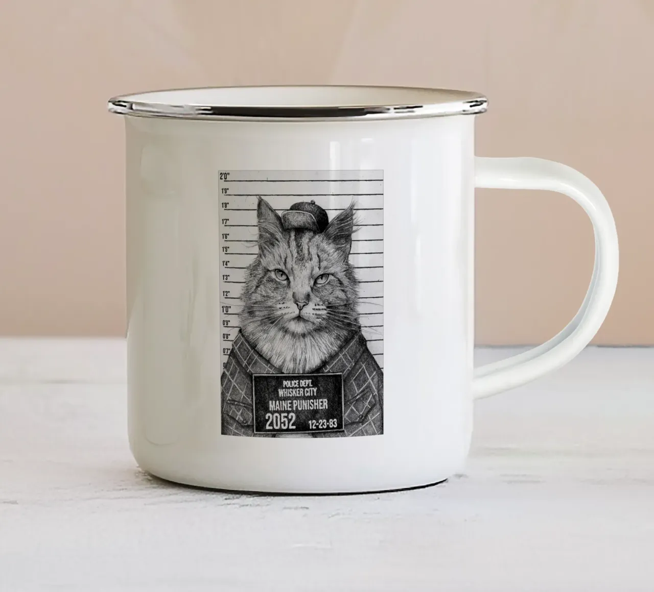 Il Punitore del Maine - Un felino con un'attitudine tazza in smalto da mikekoubou