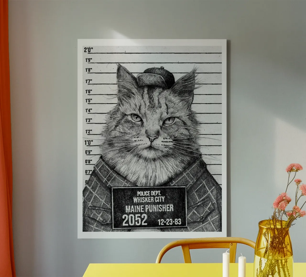 Il Punitore del Maine - Un felino con un'attitudine tela con Cornice a cassetta da mikekoubou