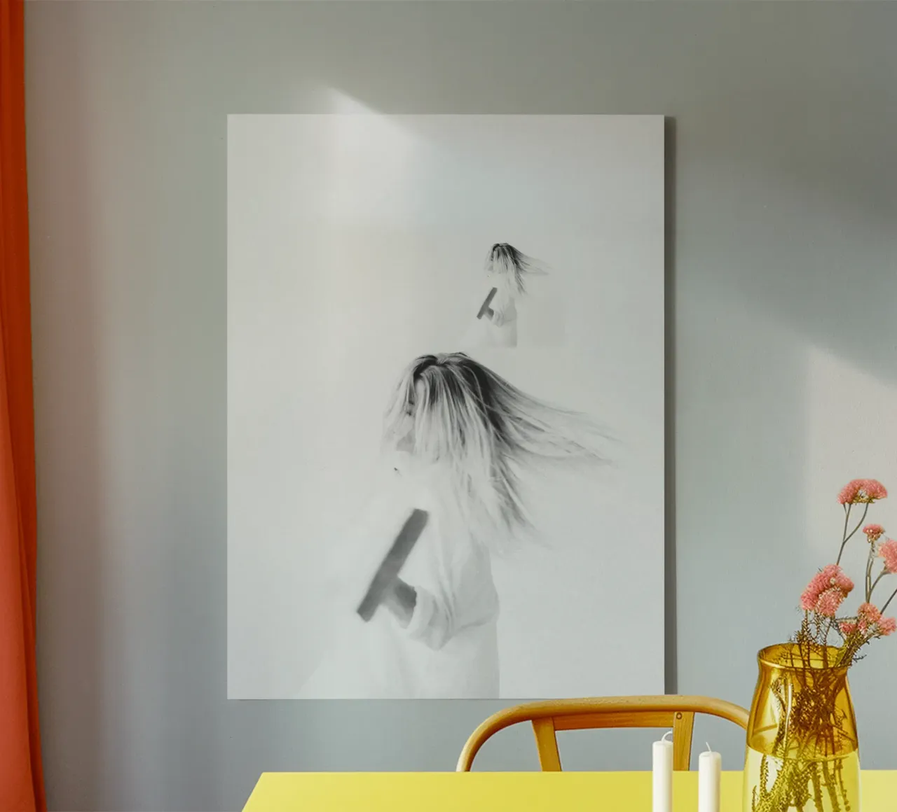 Dance of freedom - Minimalist movement portrait canvas with Floater frame by Whole©