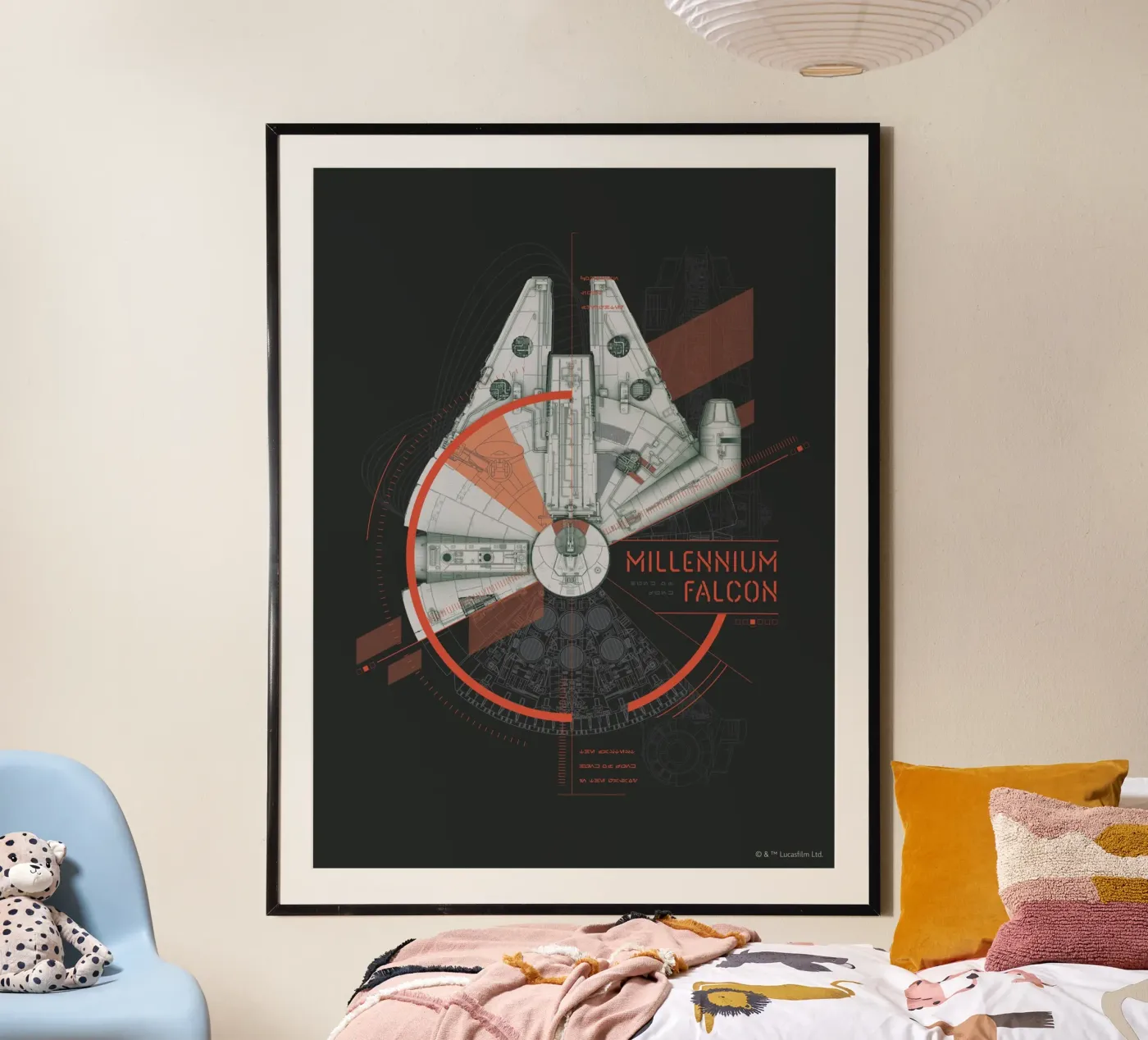 MILLENNIUM FALCON poster met houten frame van Star Wars