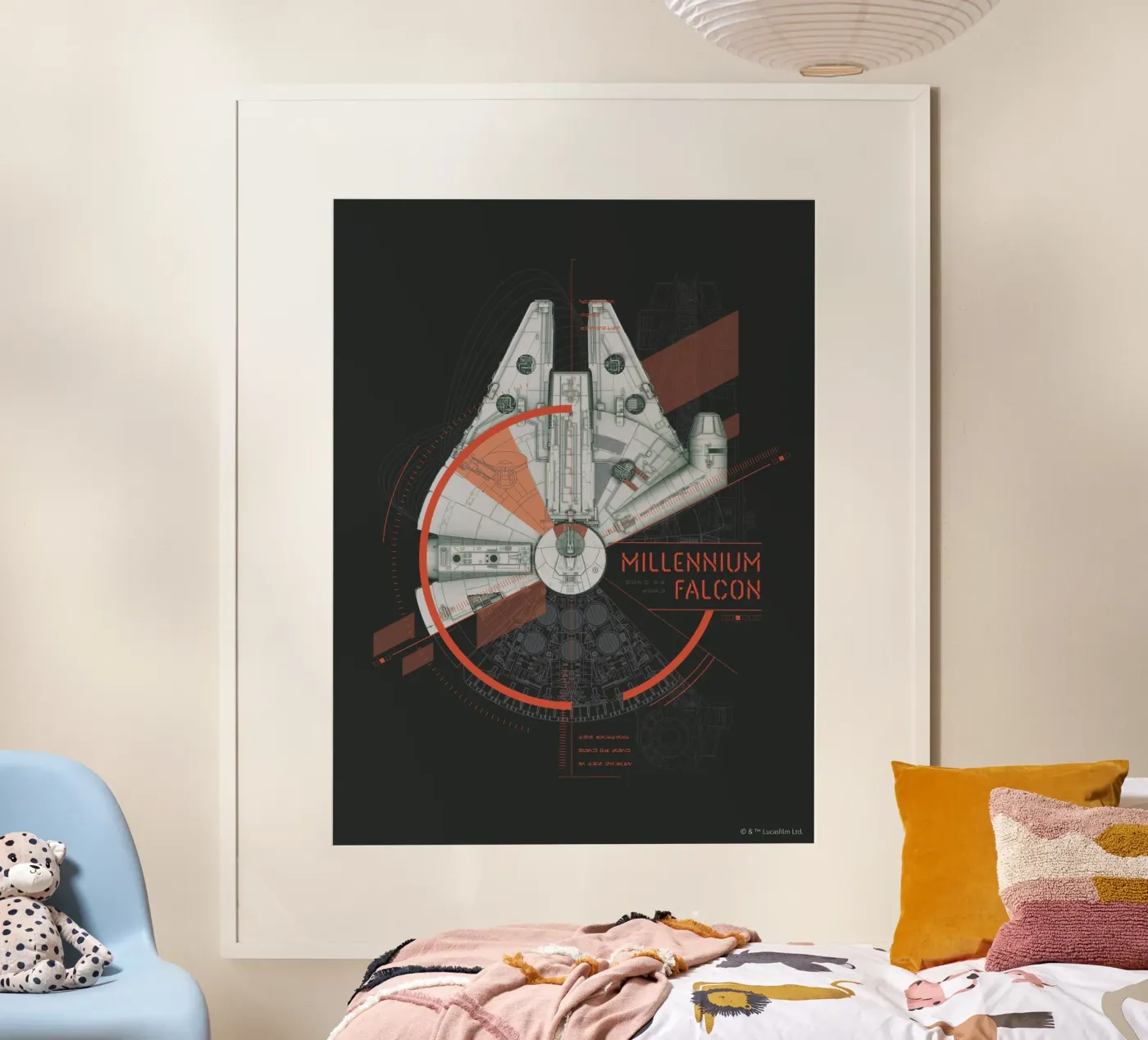 MILLENNIUM FALCON poster met houten frame van Star Wars