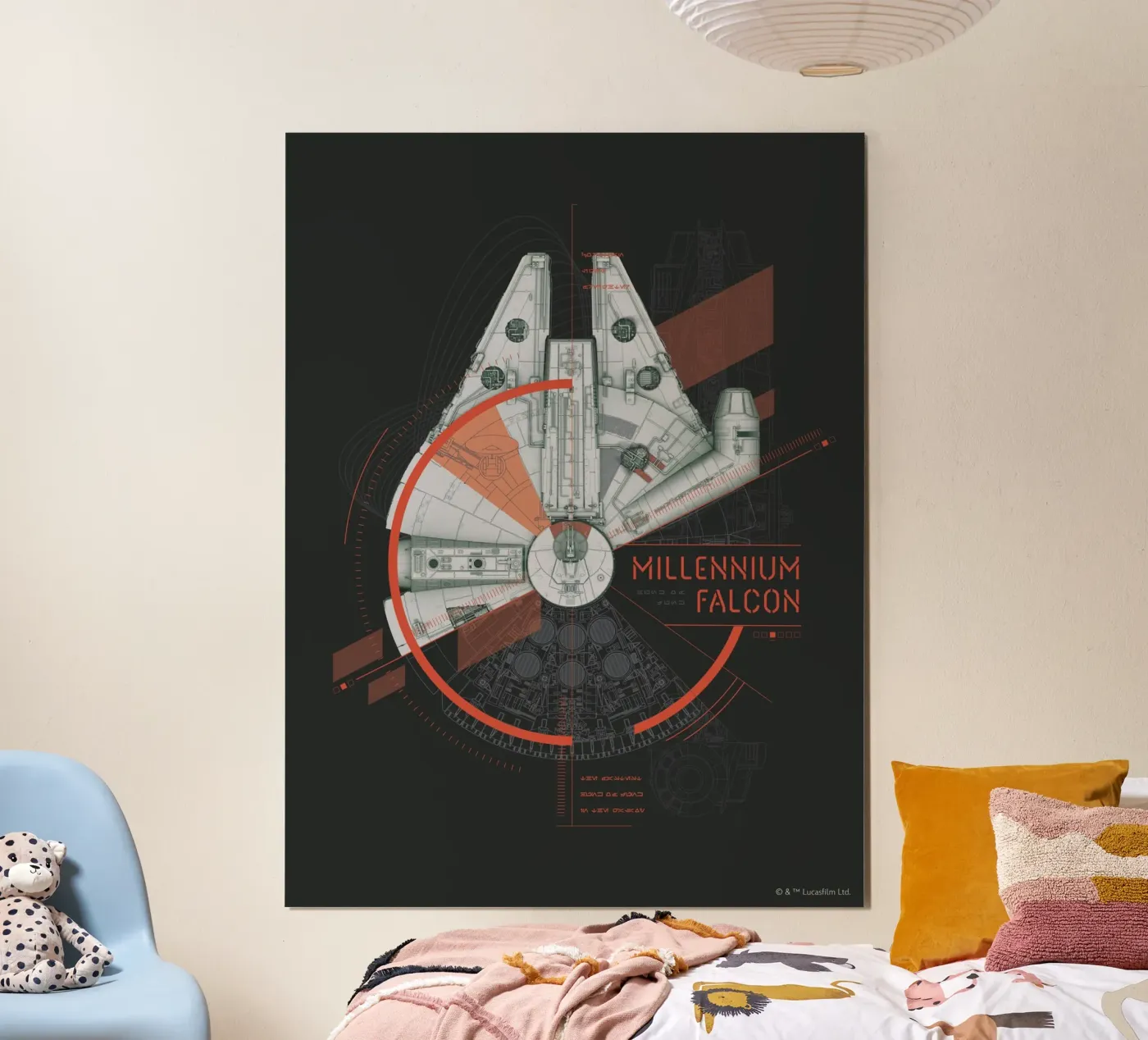 MILLENNIUM FALCON poster met houten frame van Star Wars
