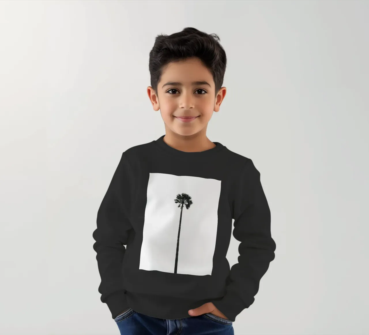 Minimal Palm - Calma tropicale in bianco e nero felpa bambino da Whole©