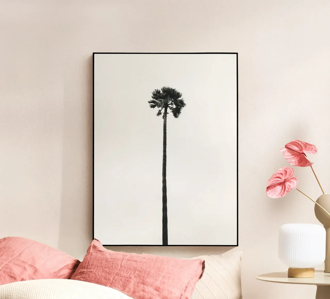 Minimal Palm - Calma tropicale in bianco e nero plexiglass da Whole©