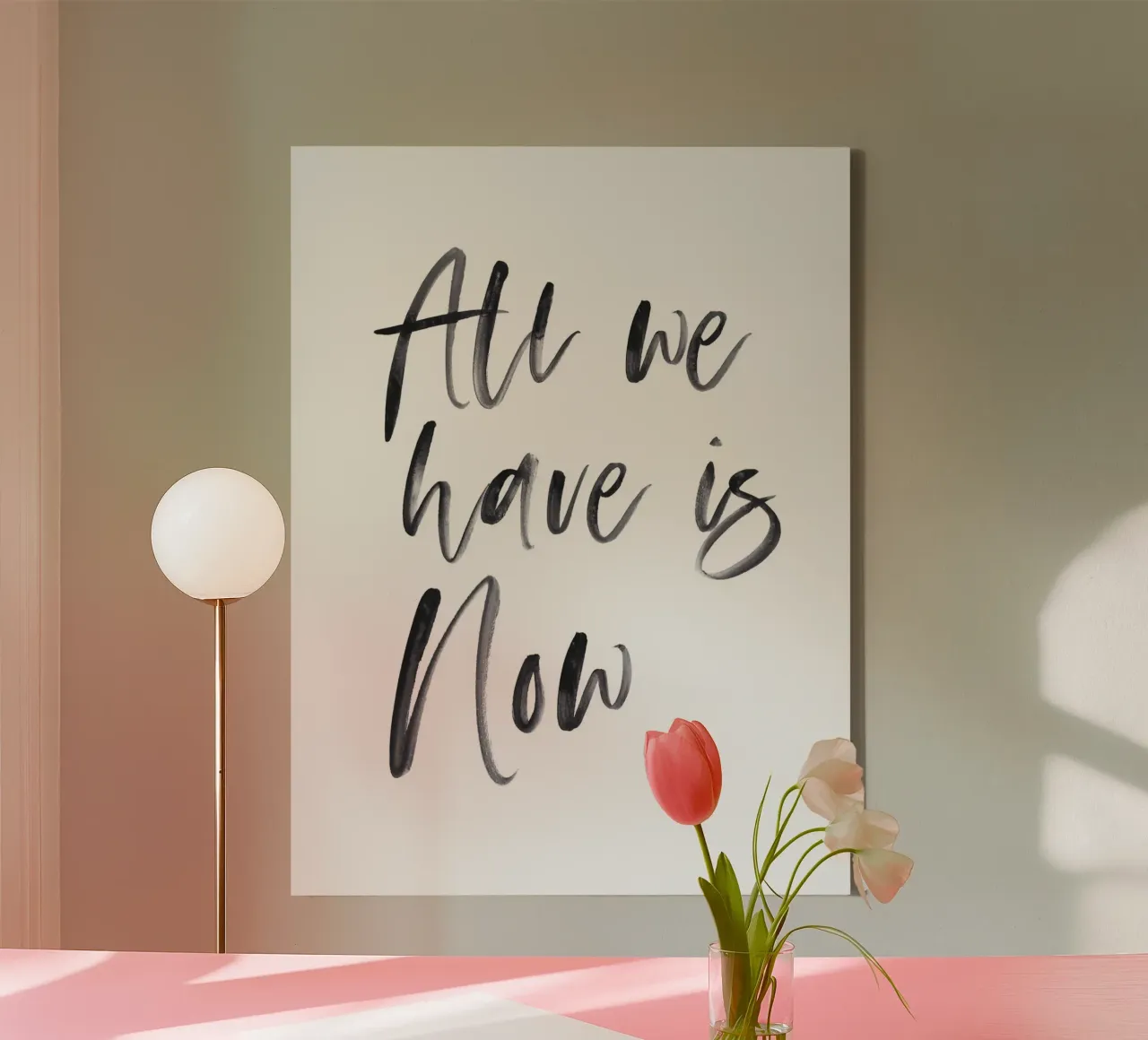 All We Have Is Now - Minimalist motif for your home canvas with Floater frame by Whole©