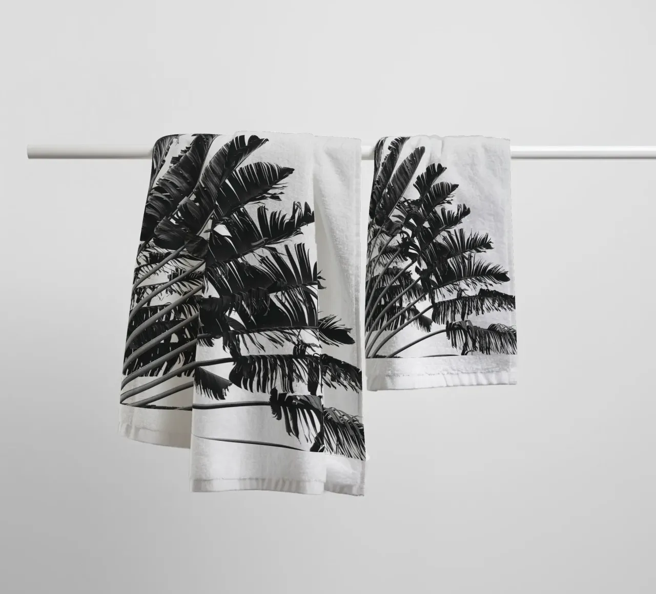 Monochrome Palm - Stylish nature motif for your home towel by Whole©