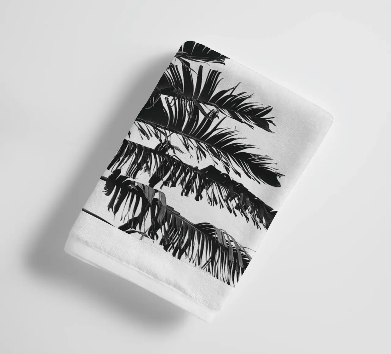 Monochrome Palm - Stylish nature motif for your home towel by Whole©