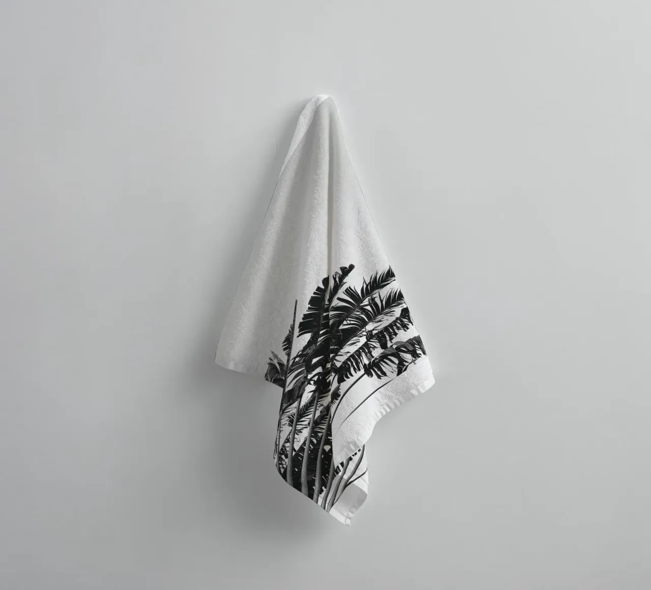 Monochrome Palm - Stylish nature motif for your home towel by Whole©