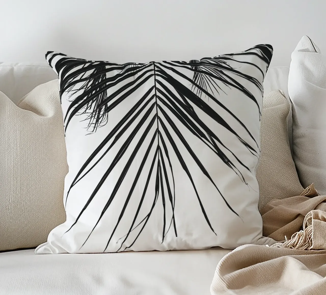 Foglia tropicale - Monochromes Palmenblatt Design cuscino da Whole©