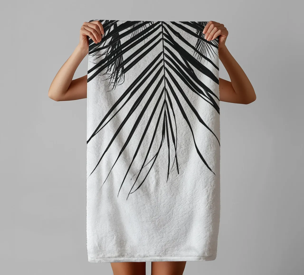 Foglia tropicale - Monochromes Palmenblatt Design asciugamano da bagno da Whole©