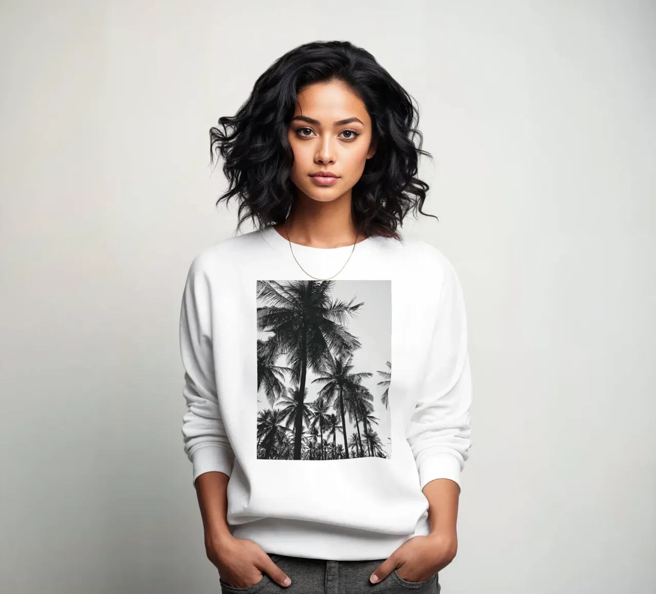Tropical Palm Forest - Monochrome Nature Photography sweatshirt by Whole©
