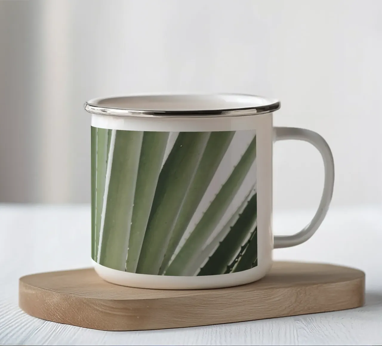 Agave Green - nature photography in a minimalist style enamel mug by Whole©