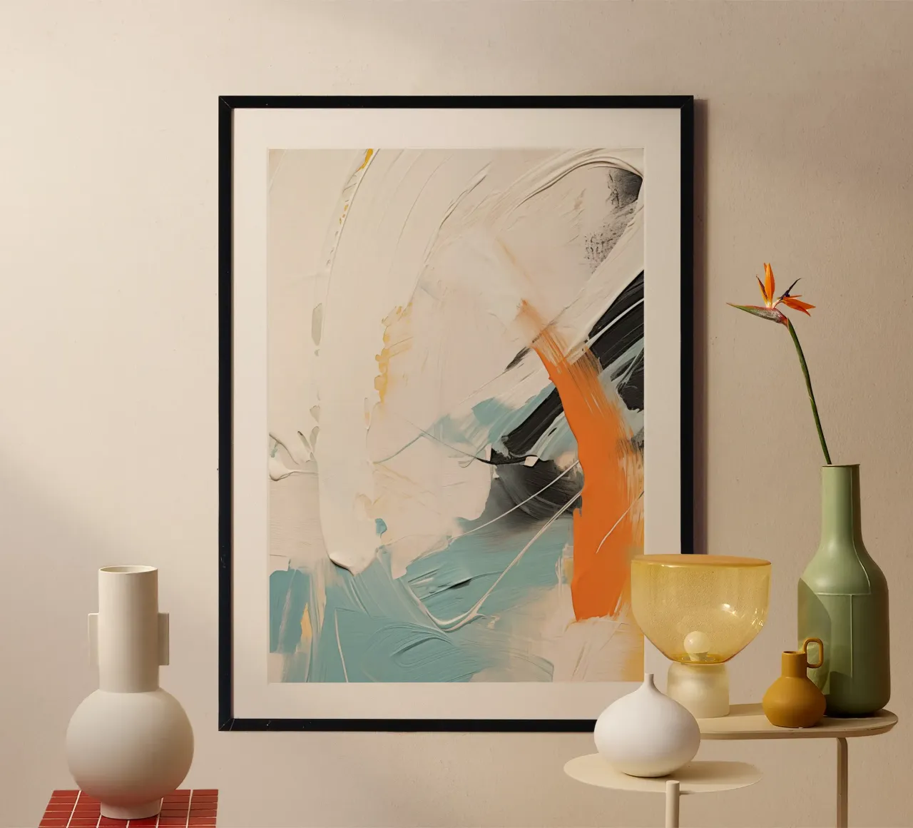 Boho Artistic 1 Texture 2 poster con telaio in legno da Boho Print Collection