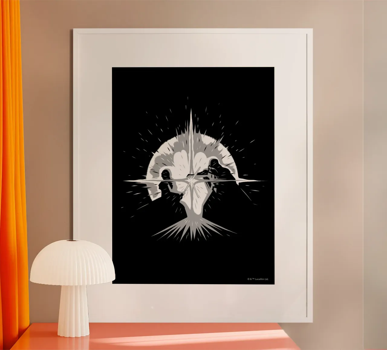 LIGHTSABER DUEL poster con telaio in alluminio da Star Wars