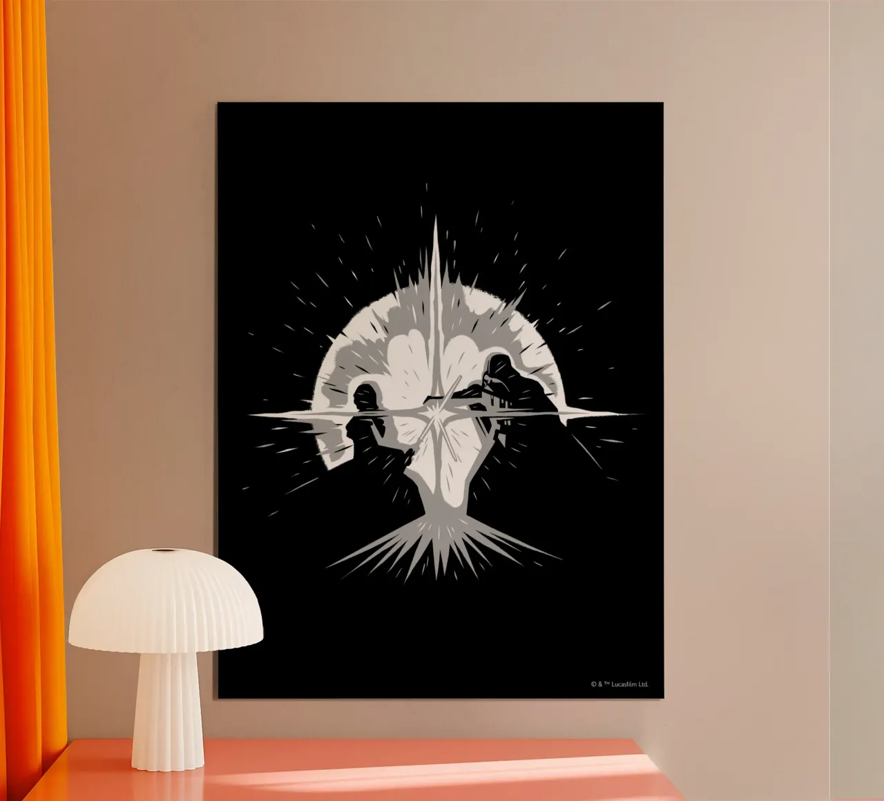 LIGHTSABER DUEL poster con telaio in alluminio da Star Wars
