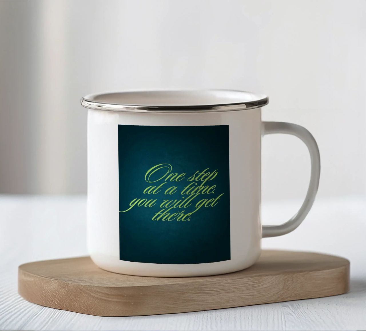 Un passo alla volta tazza in smalto da inspirational quote