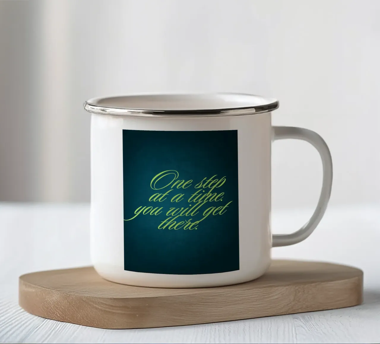 Un passo alla volta tazza in smalto da inspirational quote