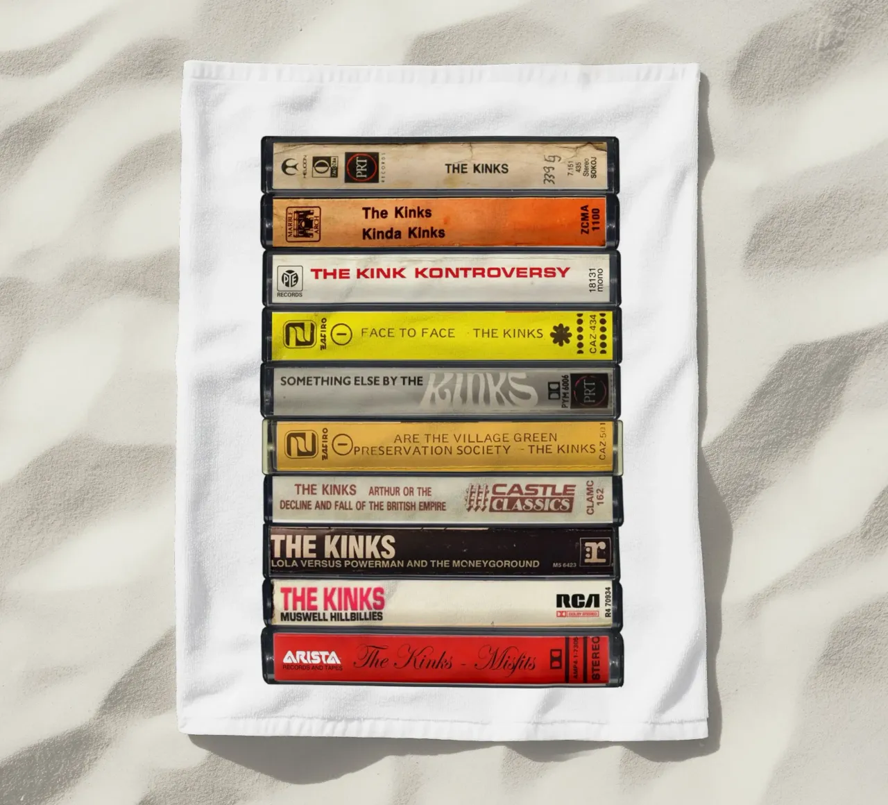 The Kinks - Collected Albums - Cassette Print beach towel by MrMustardPrints