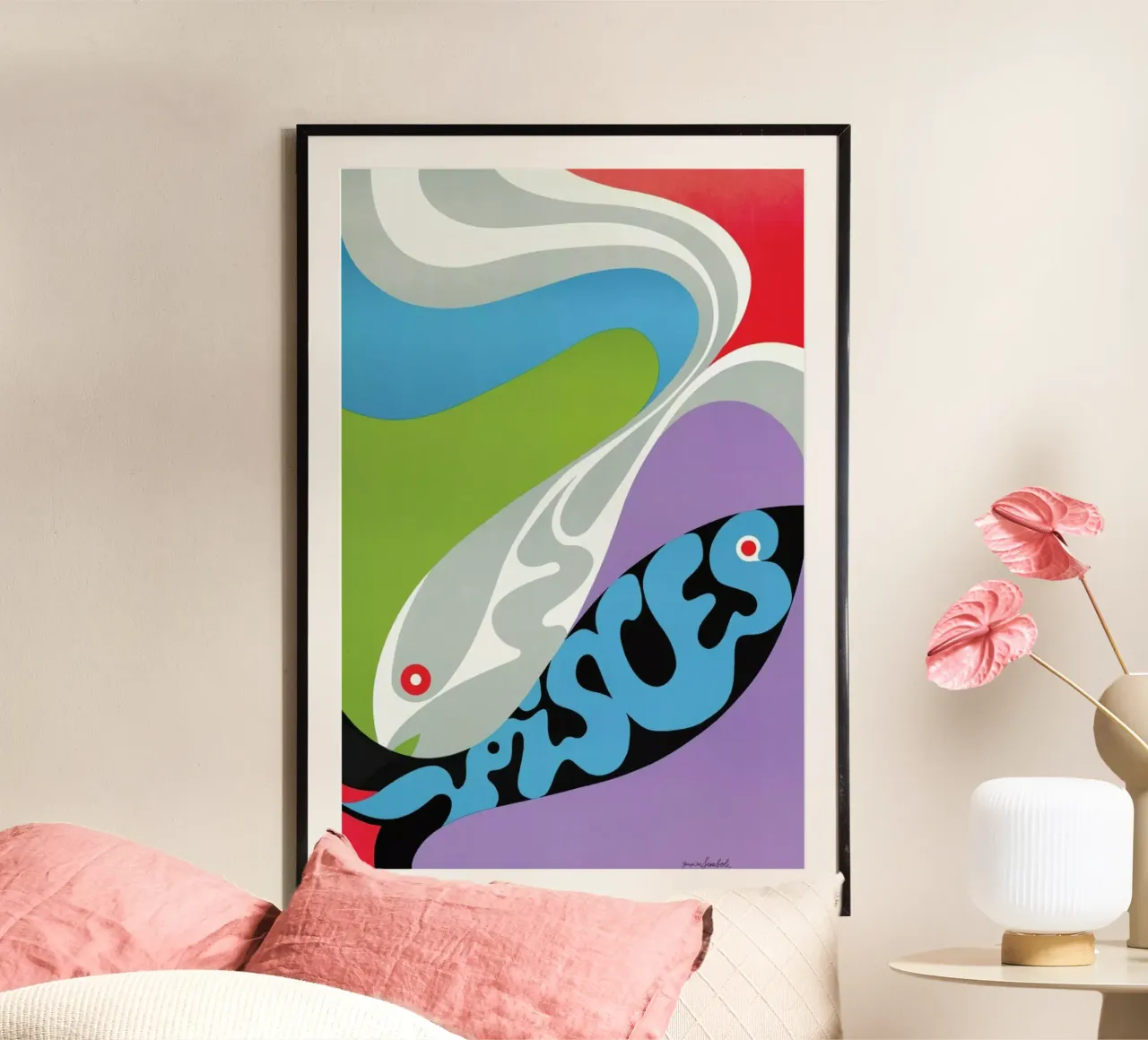 Pisces poster con telaio in legno da Simboli Design