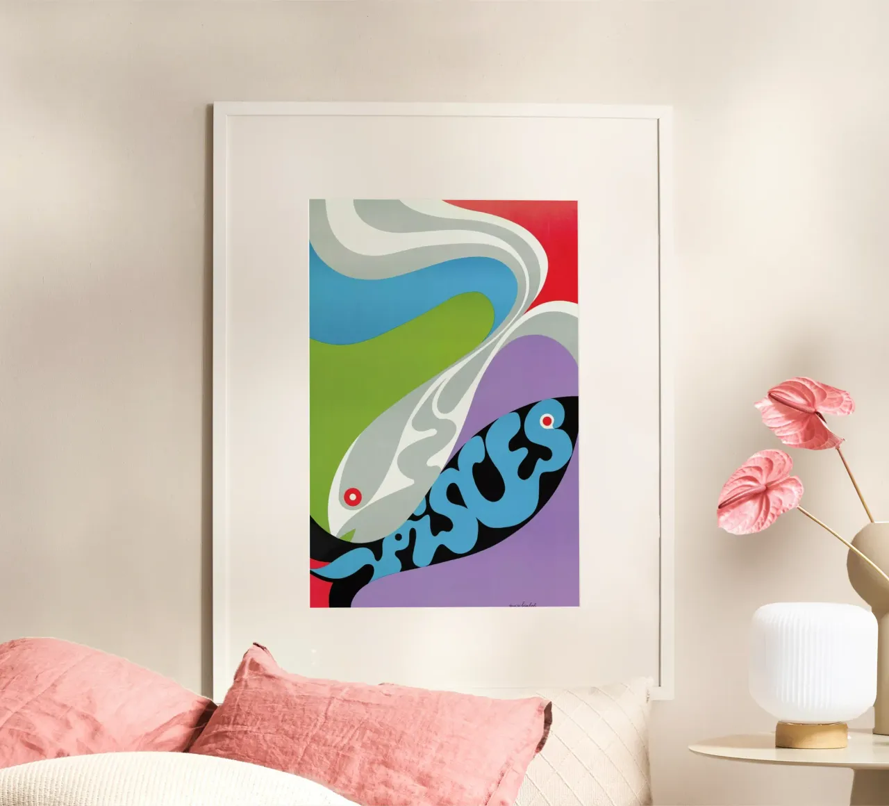 Pisces poster con telaio in legno da Simboli Design