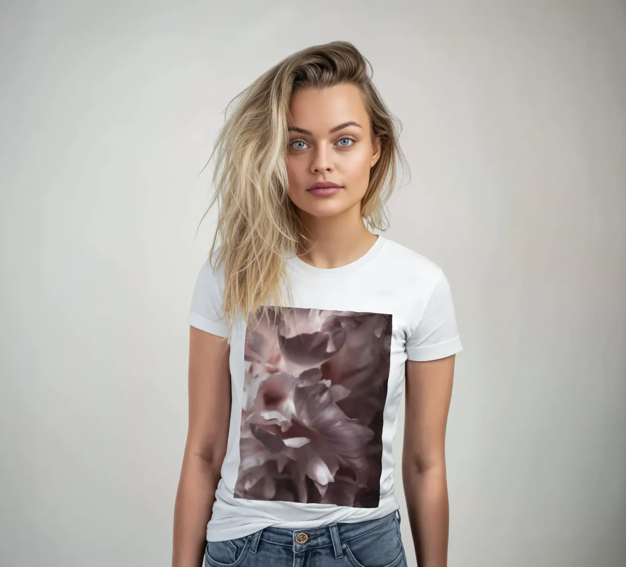 Delicate bloemencompositie - Romantisch & dromerig dames t-shirt getailleerd van Whole©
