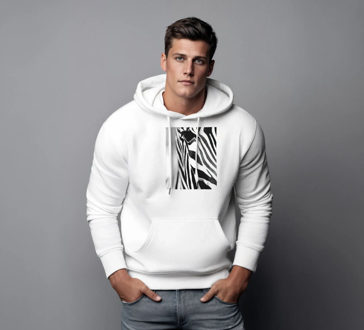Zebra close-up art - Design moderno in bianco e nero felpa con cappuccio da Whole©
