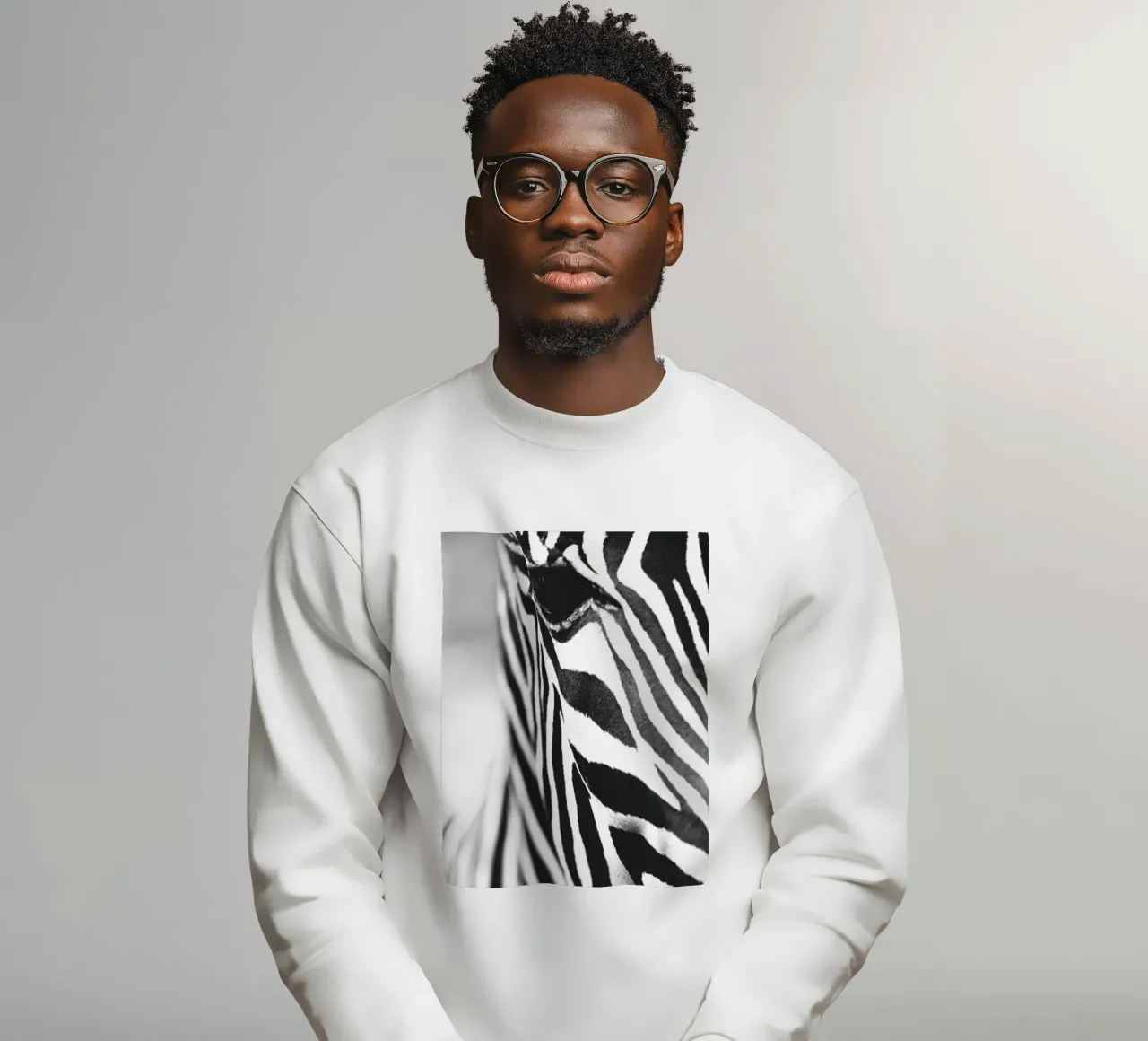 Zebra close-up art - Modern black and white design sweatshirt by Whole©