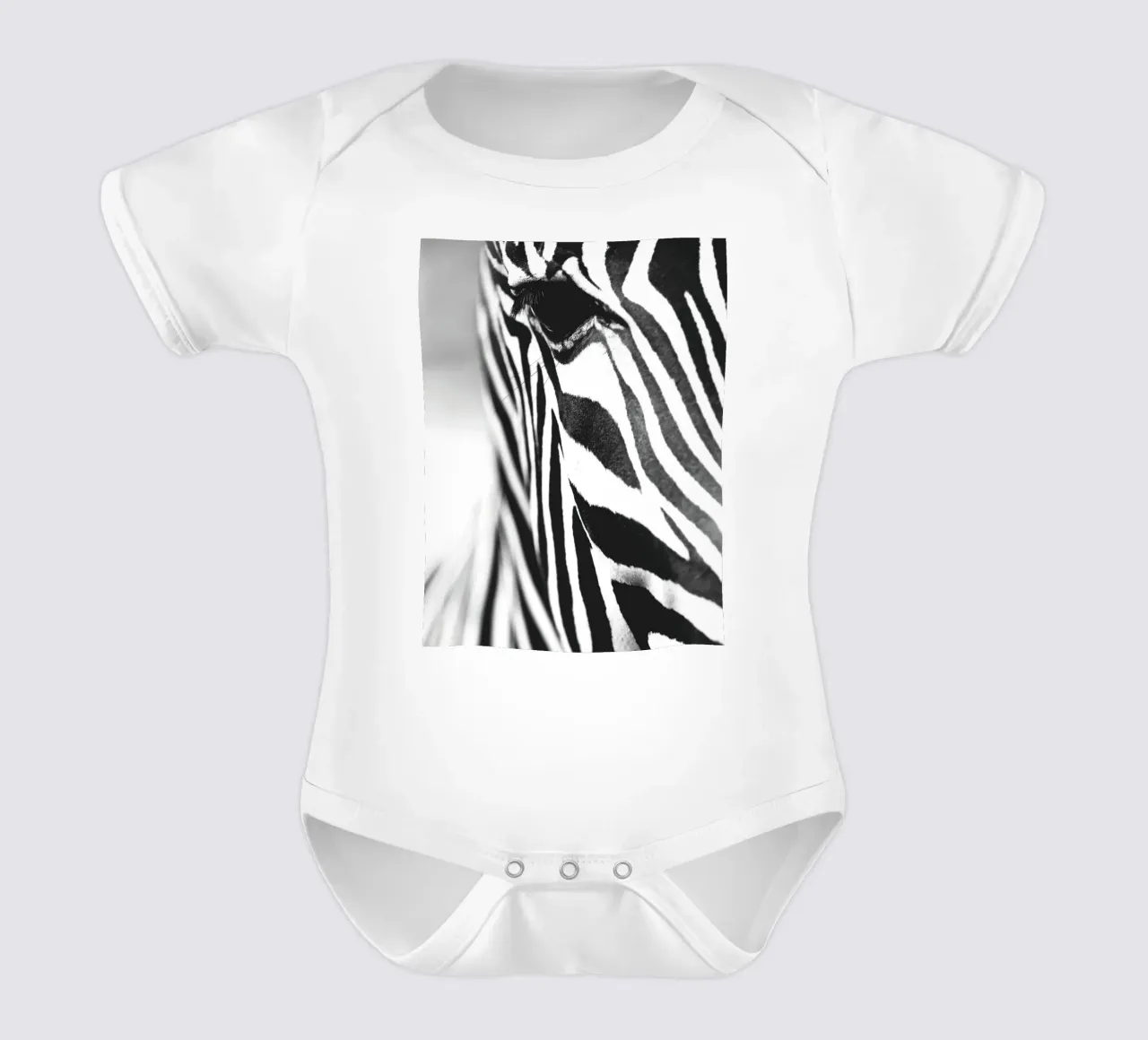 Zebra close-up art - Design moderno in bianco e nero body neonato maniche corte da Whole©
