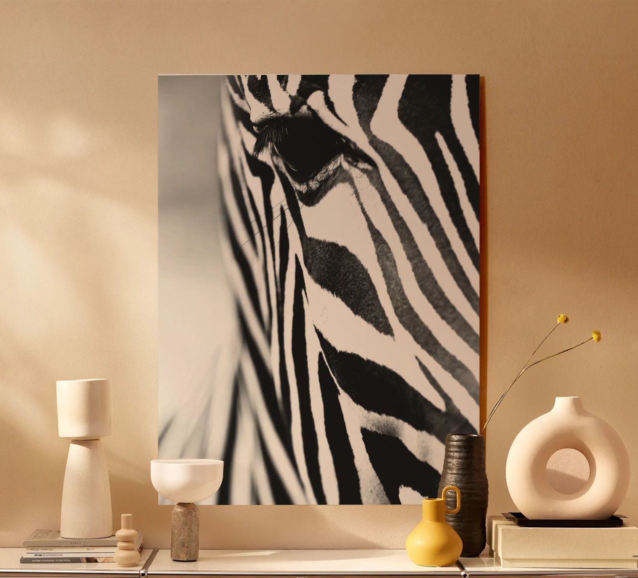 Zebra close-up art - Design moderno in bianco e nero plexiglass da Whole©