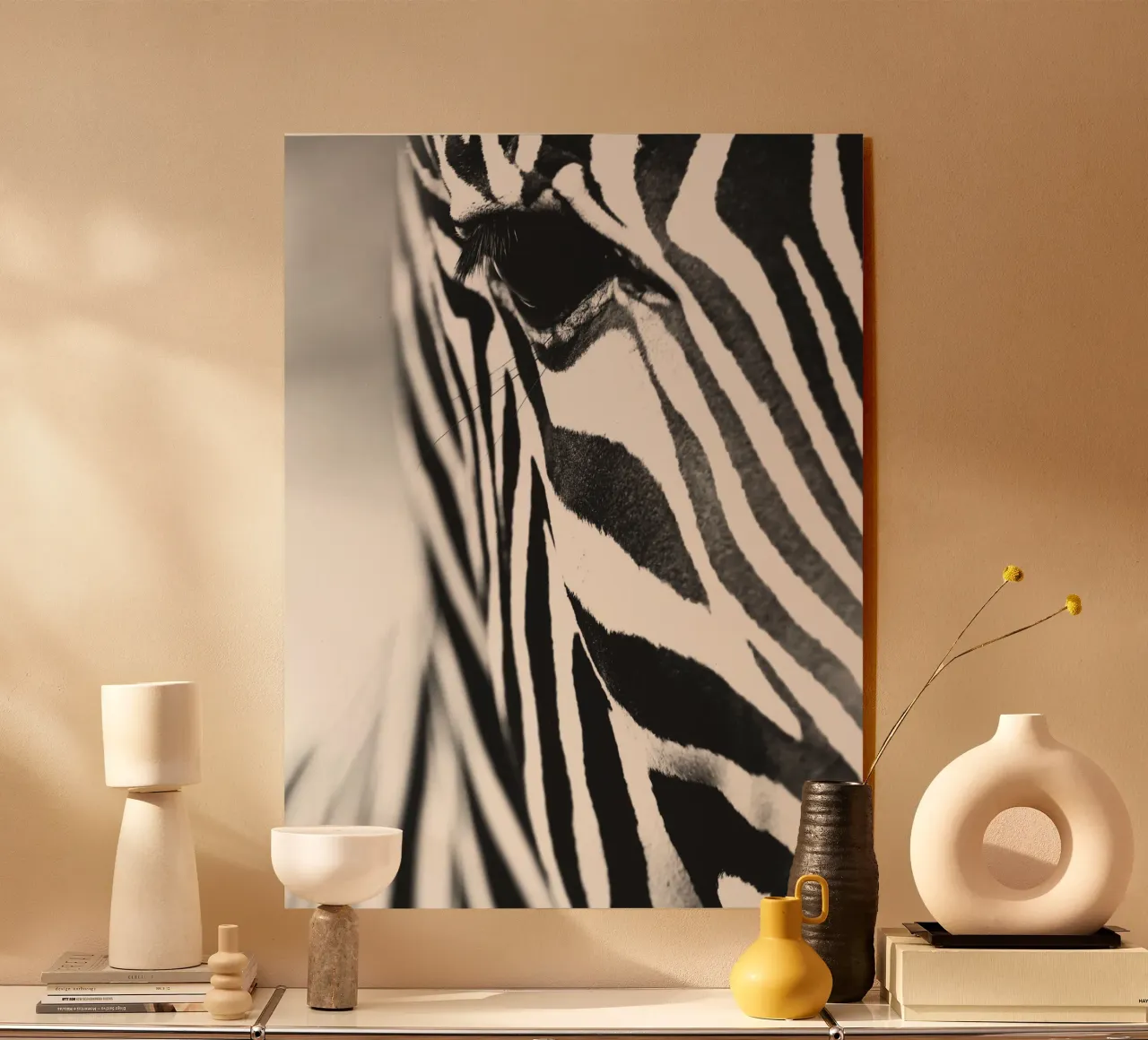 Zebra close-up art - Design moderno in bianco e nero plexiglass da Whole©