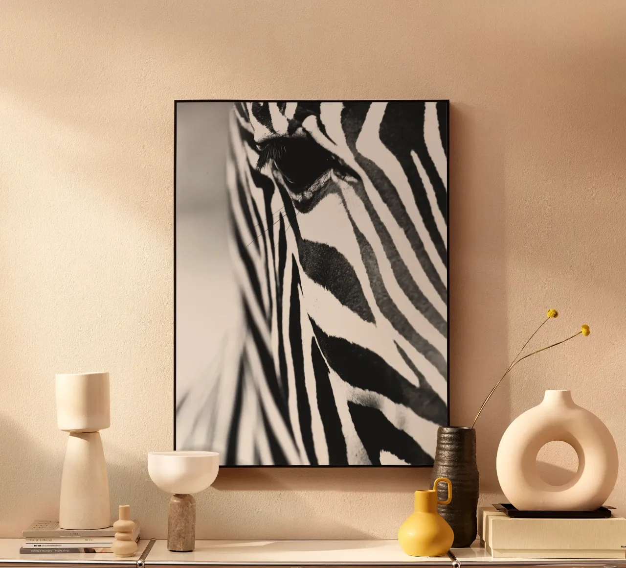 Zebra close-up art - Design moderno in bianco e nero alluminio dibond da Whole©