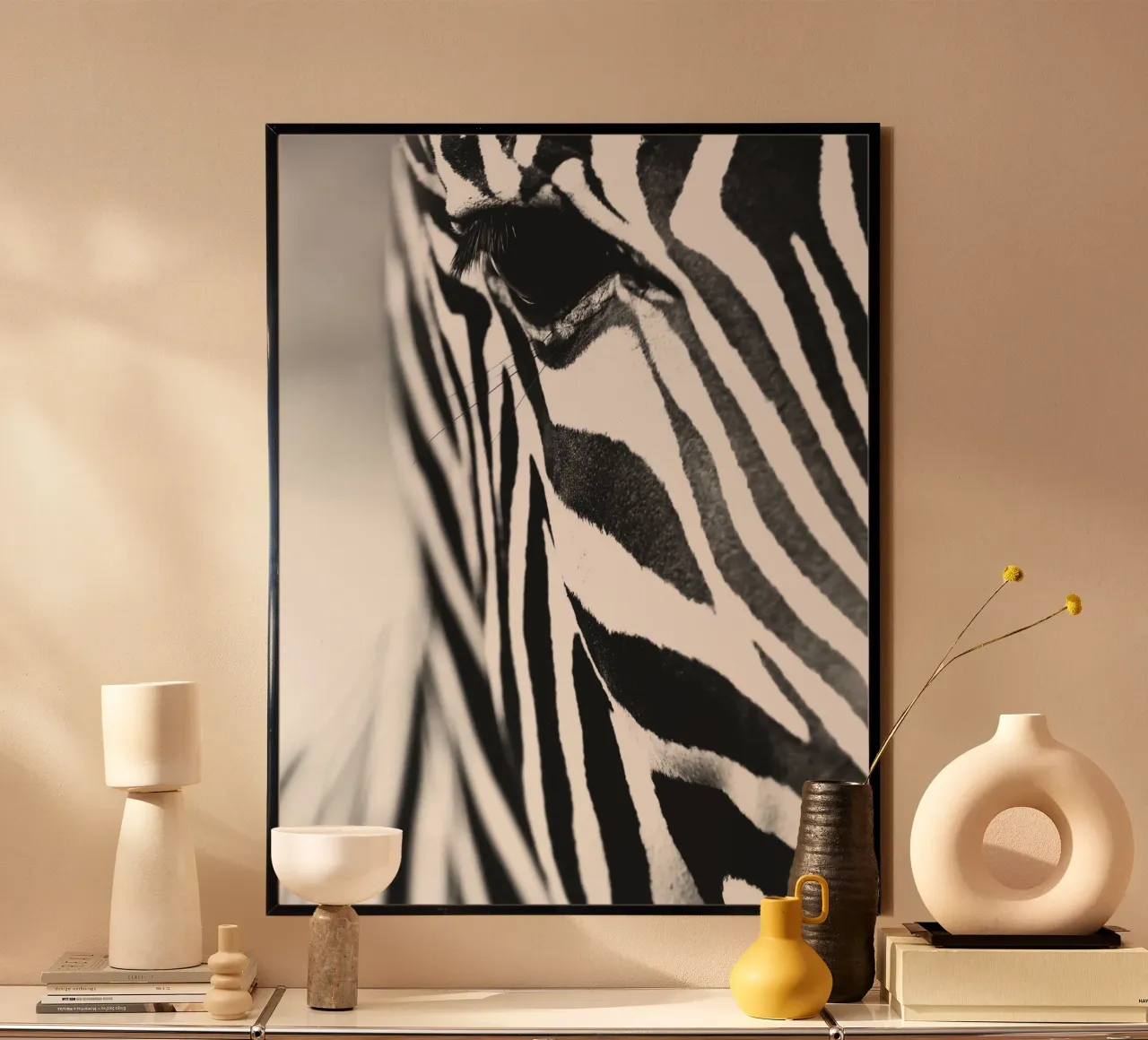Zebra close-up art - Design moderno in bianco e nero carta hahnemühle da Whole©