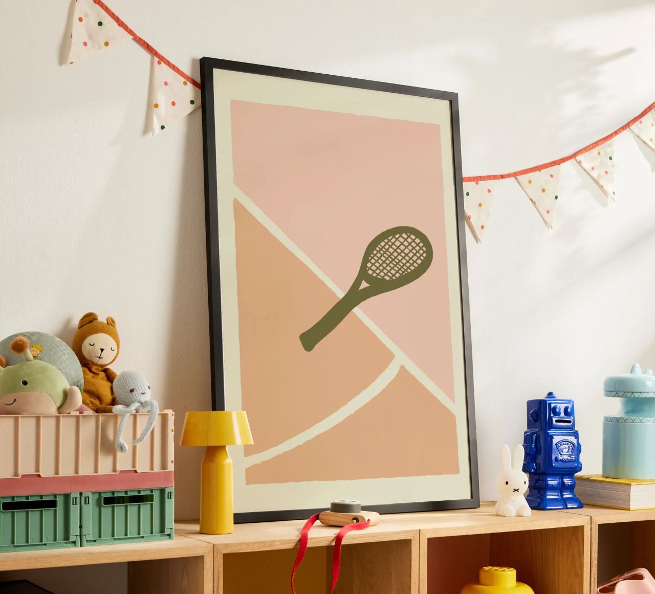 Boho Retro Sports 1 Tennis Racquet 2 poster by Boho Print Collection