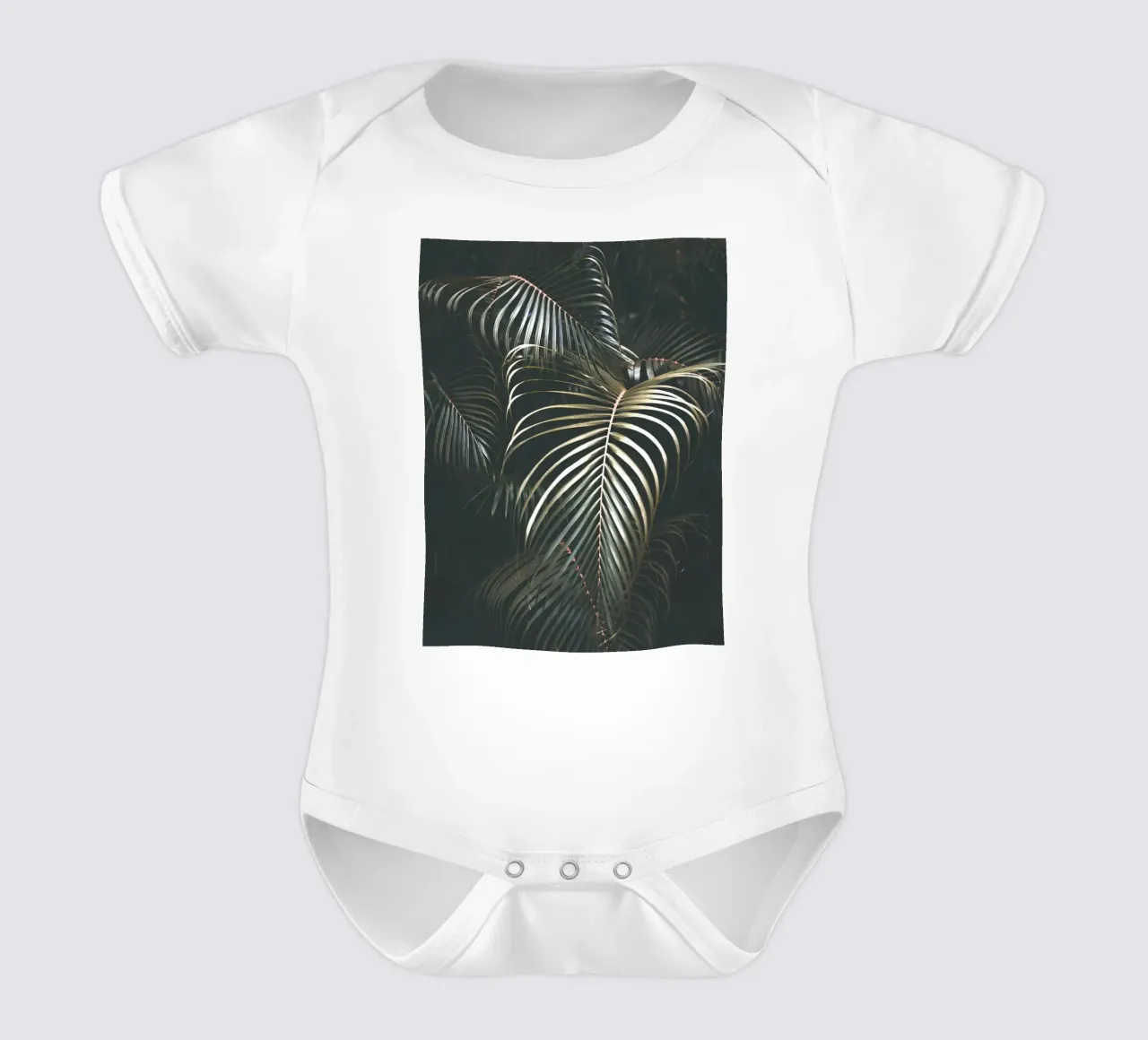 Foglie di palma tropicale - Design scuro ed esotico body neonato maniche corte da Whole©