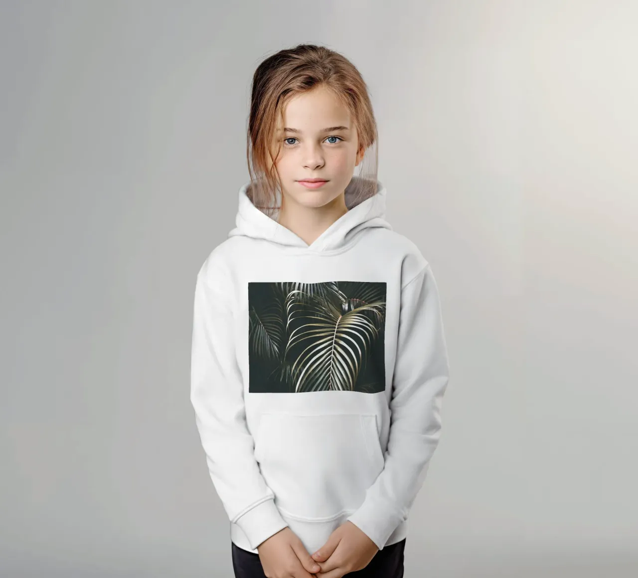 Tropical palm leaves - Dark, exotic design kids hoodie by Whole©