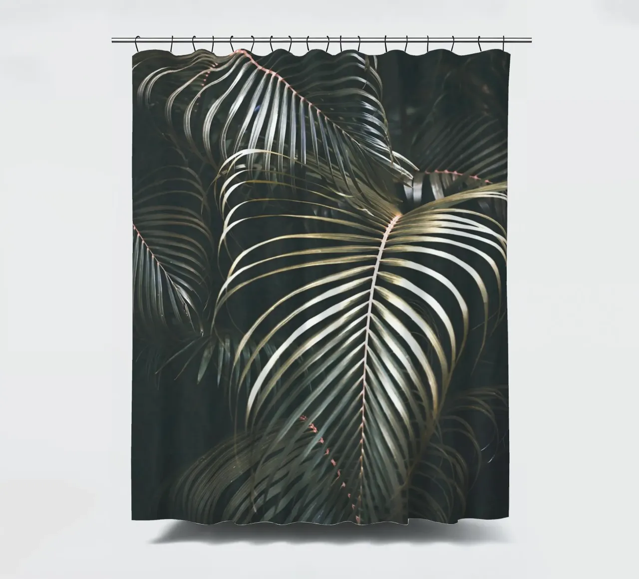 Tropical palm leaves - Dark, exotic design shower curtain by Whole©