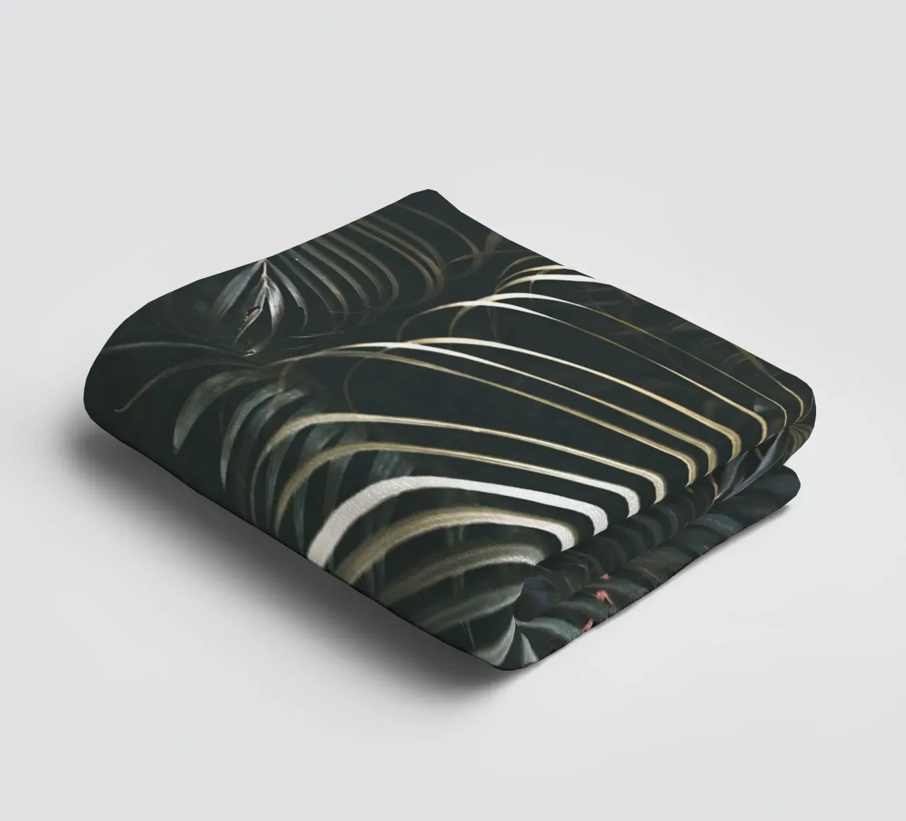 Tropical palm leaves - Dark, exotic design towel by Whole©
